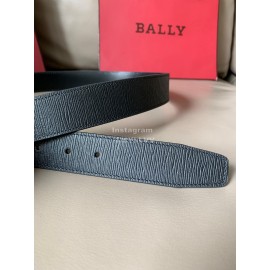 Bally Fabazia Black Calf Leather Silver Buckle Belt 