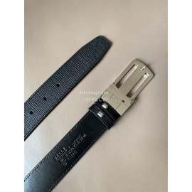 Bally Fabazia Black Calf Leather Silver Buckle Belt 