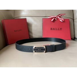 Bally Fabazia Black Calf Leather Silver Buckle Belt 