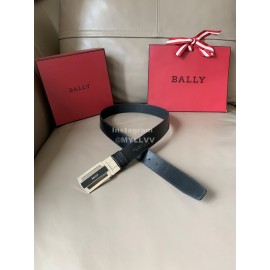 Bally Fabazia Black Calf Leather Silver Buckle Belt 