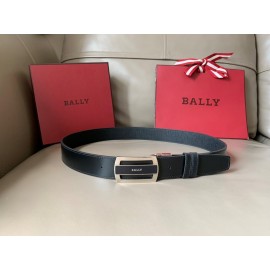 Bally Fabazia Black Calf Leather Silver Buckle Belt 