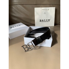 Bally Black Calf Leather Metal Gun Color Bb Buckle Belt For Men