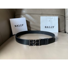 Bally Black Calf Leather Metal Gun Color Bb Buckle Belt For Men