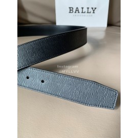 Bally Black Calf Leather Metal Silver Bb Buckle Belt For Men