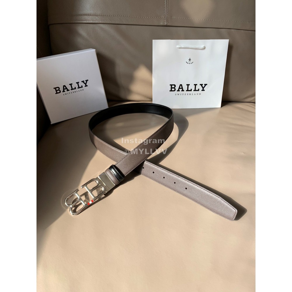 Bally Calf Leather Metal Silver Bb Buckle 35mm Belt For Men Coffee