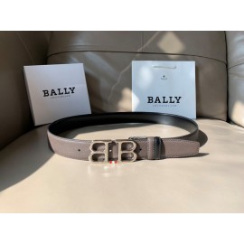Bally Calf Leather Metal Silver Bb Buckle 35mm Belt For Men Coffee