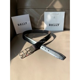 Bally Calf Leather Metal Silver Bb Buckle 35mm Belt For Men Coffee