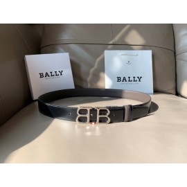 Bally Calf Leather Metal Silver Bb Buckle 35mm Belt For Men Coffee