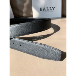 Bally Calf Leather Metal Silver Bb Buckle 35mm Belt For Men Black