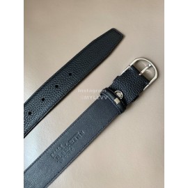 Bally Darkon Calf Leather Silver Buckle 35mm Belt Black