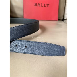 Bally Darkon Calf Leather Silver Buckle 35mm Belt Blue