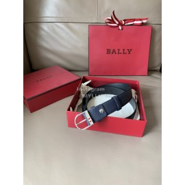 Bally Darkon Calf Leather Silver Buckle 35mm Belt Blue