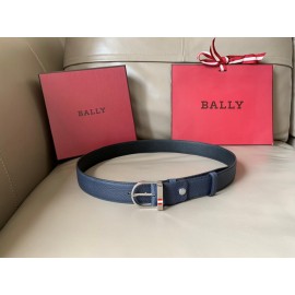 Bally Darkon Calf Leather Silver Buckle 35mm Belt Blue