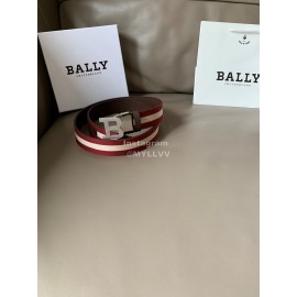 Bally Tamal Calf Leather Textile Stripe B Buckle Belt Red
