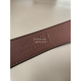 Bally Tamal Calf Leather Textile Stripe B Buckle Belt Red