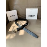 Bally Black New Calf Leather Silver B Buckle 35mm Belt 