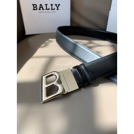 Bally Black New Calf Leather Silver B Buckle 35mm Belt 