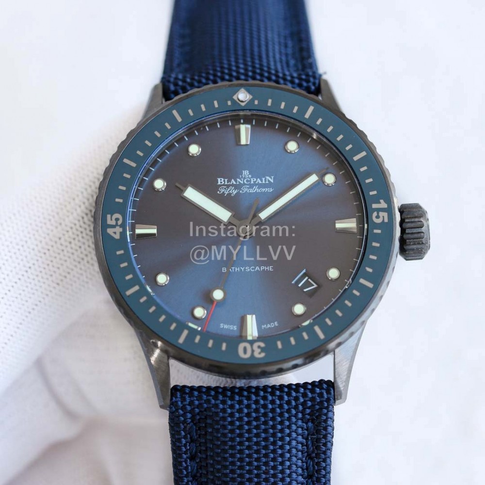 Blancpain 43.6mm Diameter Dial Luminous Watch Navy