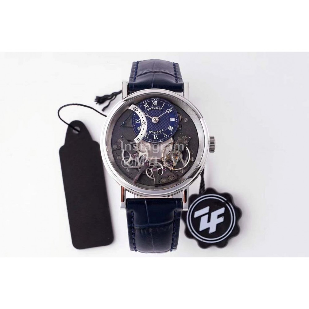 Breguet Tradition Series Cowhide Strap Watch Blue