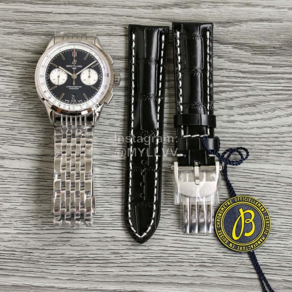 Breitling Premier 316l Refined Steel Gray Dial Watch