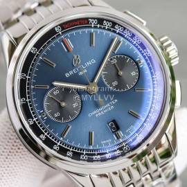 Breitling Premier 316l Refined Steel Blue Dial Watch