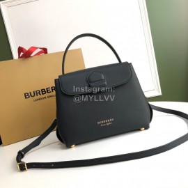 Burberry Genuine Leather Mix House Plaid Fabric Tote Handbag For Women 6181b