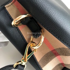 Burberry Genuine Leather Mix House Plaid Fabric Tote Handbag For Women 6181b