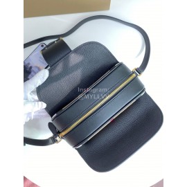 Burberry New Grain Leather Small Messenger Bag Black
