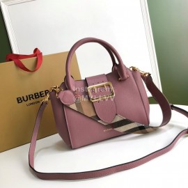 Burberry Fashion Small Leather Messenger Bag Handbag Purple
