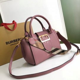 Burberry Fashion Small Leather Messenger Bag Handbag Purple
