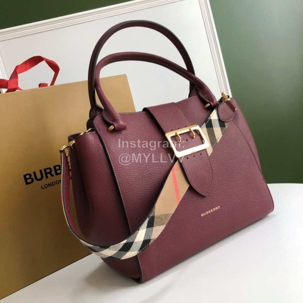 Burberry Fashion Large Leather Messenger Bag Handbag Purple