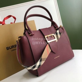 Burberry Fashion Large Leather Messenger Bag Handbag Purple