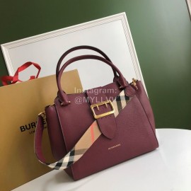 Burberry Fashion Large Leather Messenger Bag Handbag Purple