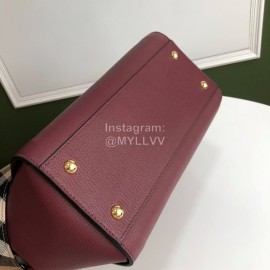 Burberry Fashion Large Leather Messenger Bag Handbag Purple