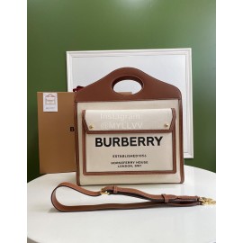 Burberry Canvas Large Vintage Handbag Coffee