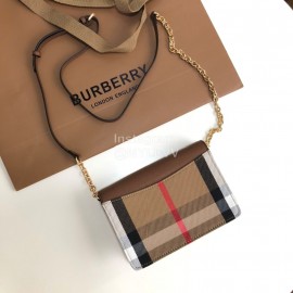 Burberry Soft Calf Leather Chain Bag For Women Coffee