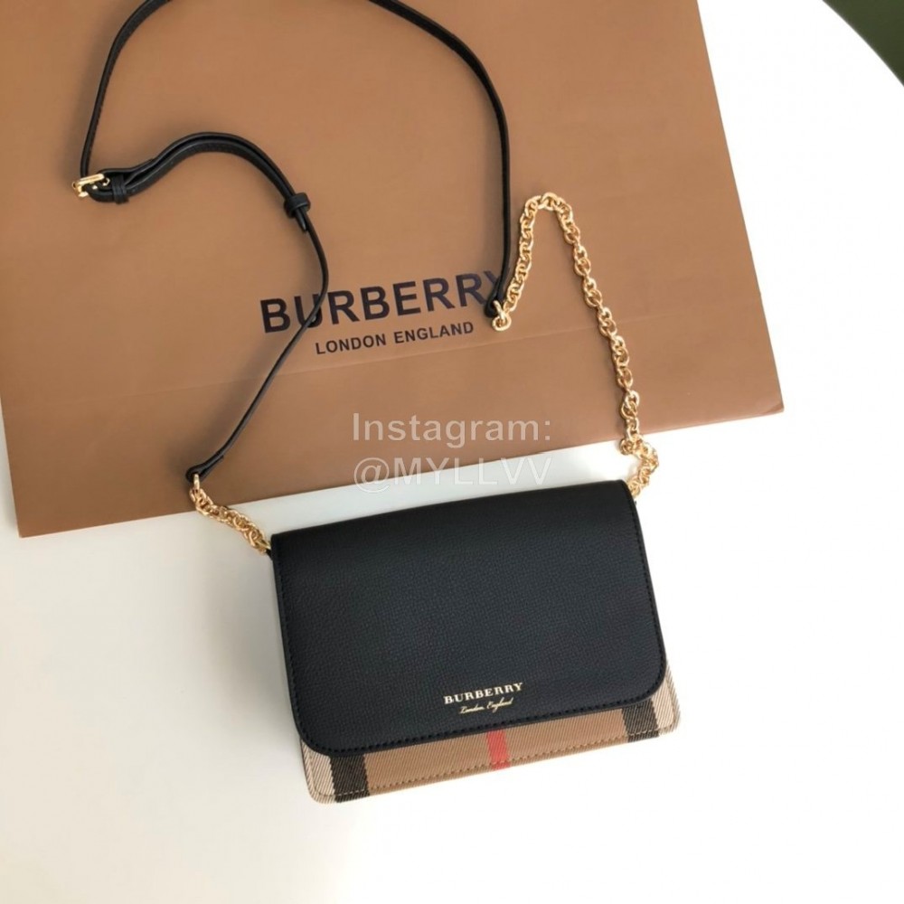 Burberry Soft Calf Leather Chain Bag For Women Black