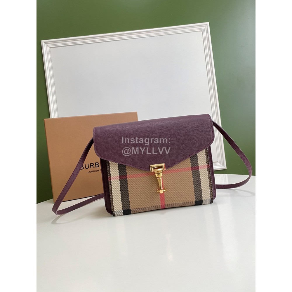 Burberry Fashion Leather Checkered Messenger Bag Purple