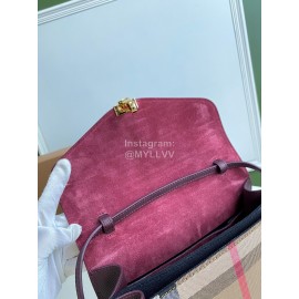 Burberry Fashion Leather Checkered Messenger Bag Purple