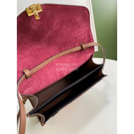 Burberry Fashion Leather Checkered Messenger Bag Coffee