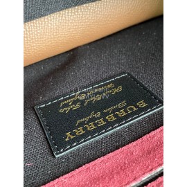 Burberry Fashion Leather Checkered Messenger Bag Coffee