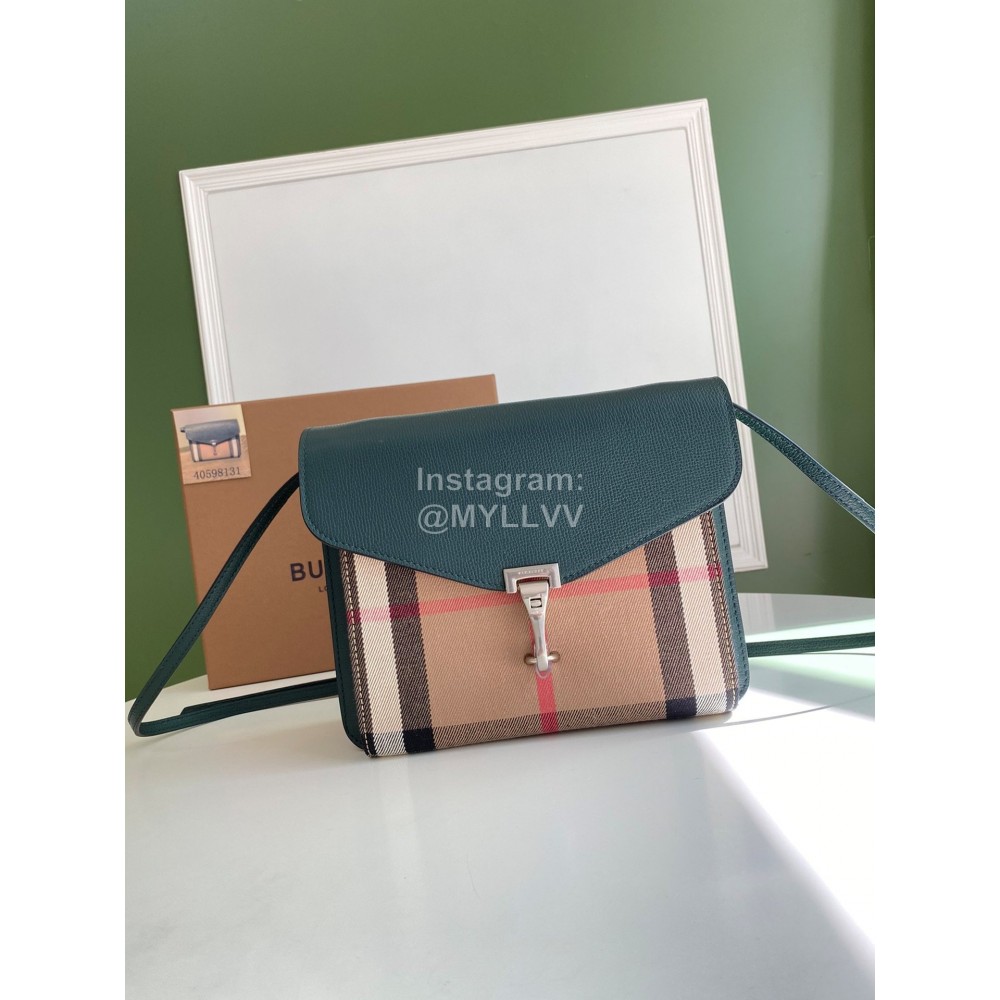 Burberry Fashion Leather Checkered Messenger Bag Green