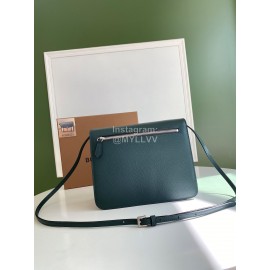 Burberry Fashion Leather Checkered Messenger Bag Green
