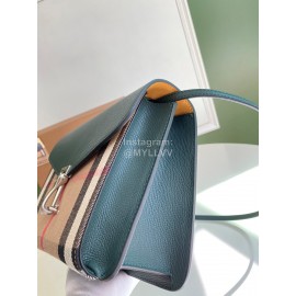 Burberry Fashion Leather Checkered Messenger Bag Green
