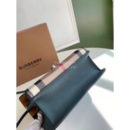 Burberry Fashion Leather Checkered Messenger Bag Green