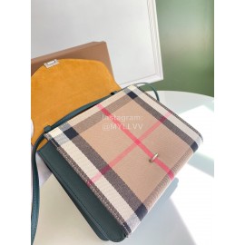 Burberry Fashion Leather Checkered Messenger Bag Green