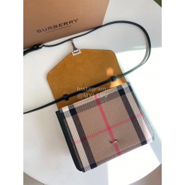 Burberry Fashion Leather Checkered Messenger Bag Green