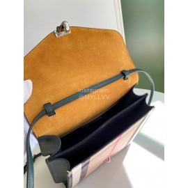 Burberry Fashion Leather Checkered Messenger Bag Green