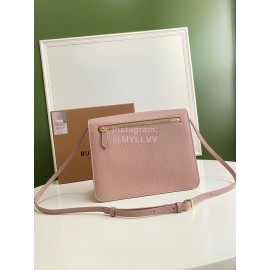 Burberry Fashion Leather Checkered Messenger Bag Pink