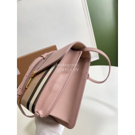 Burberry Fashion Leather Checkered Messenger Bag Pink
